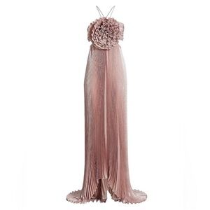 Elegant Pink Pleated Gown